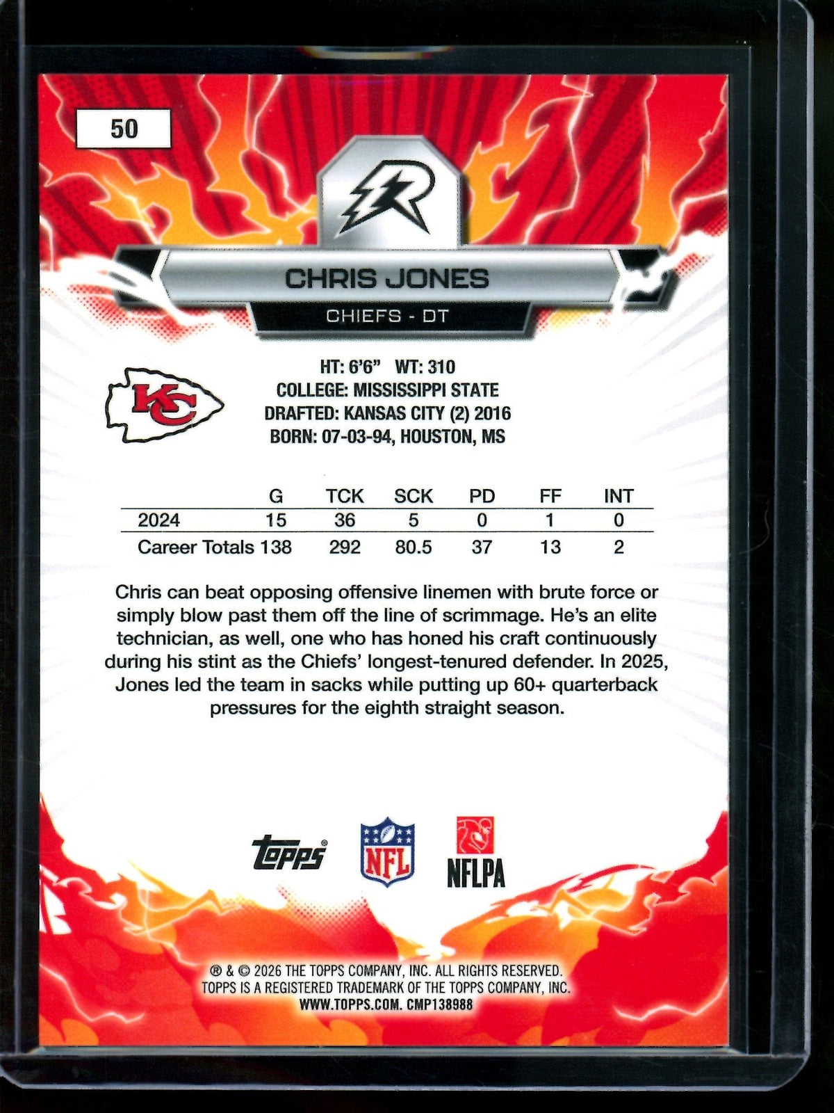 2026 Topps Resurgence Chris Jones Pink Shimmer /10 Chiefs
