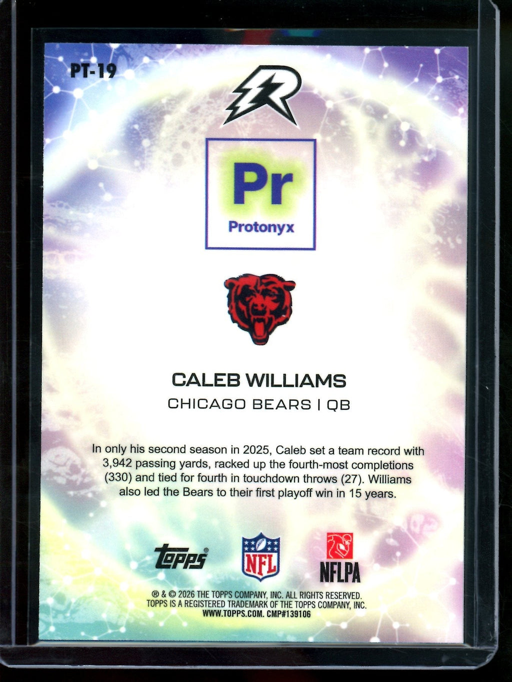2026 Topps Resurgence Caleb Williams Protonyx Purple Refractor /75 Bears