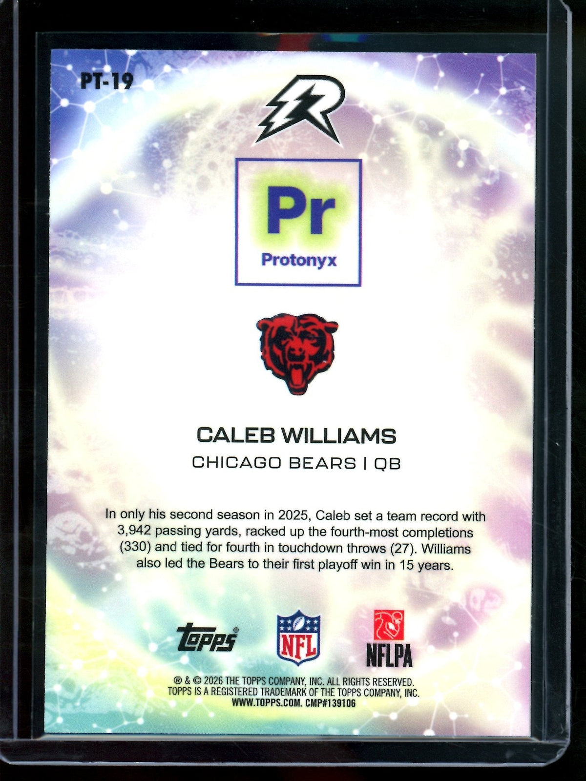 2026 Topps Resurgence Caleb Williams Protonyx Purple Refractor /75 Bears