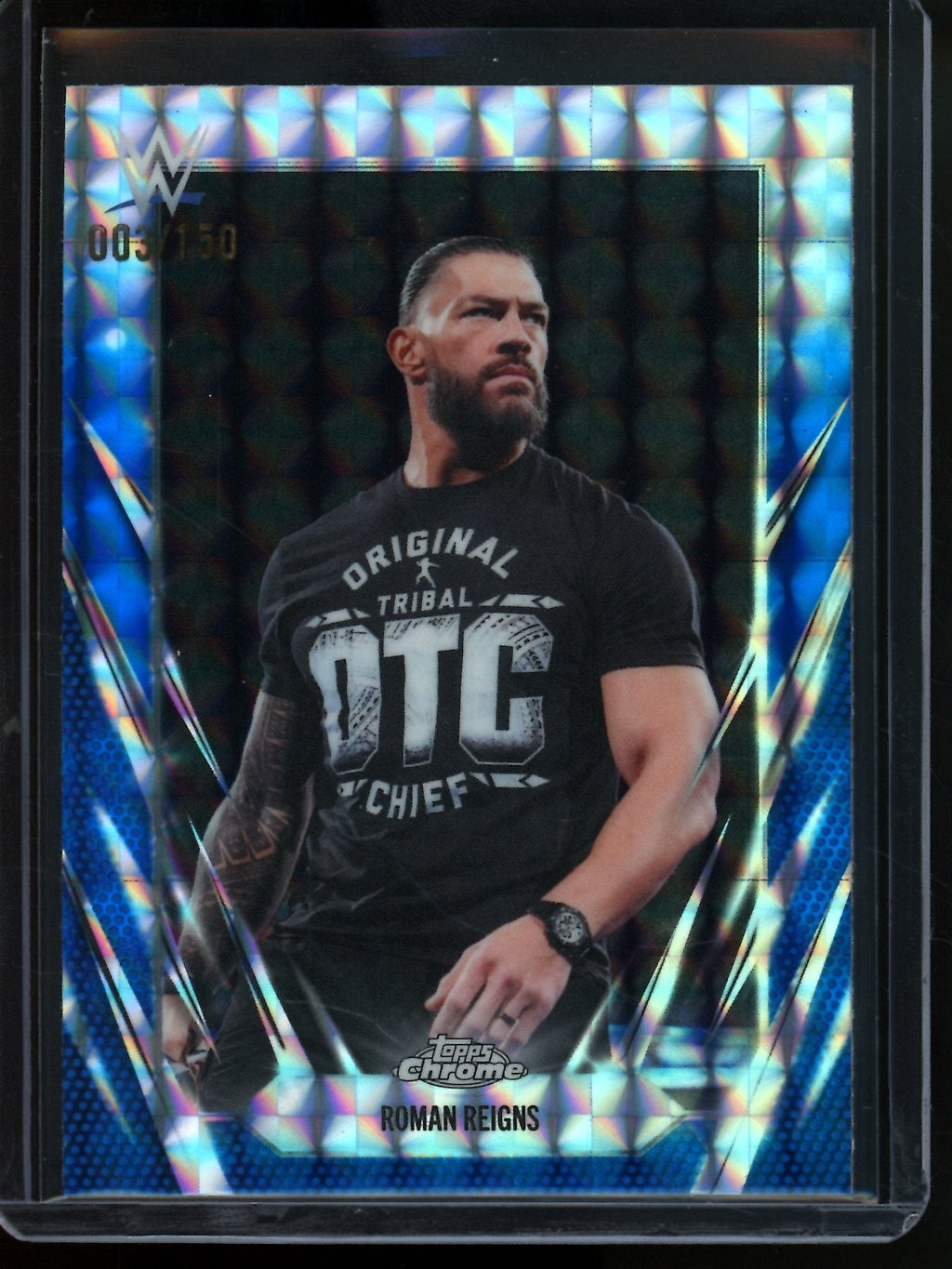 2026 Topps Chrome Roman Reigns Blue Geometric Refractor /150