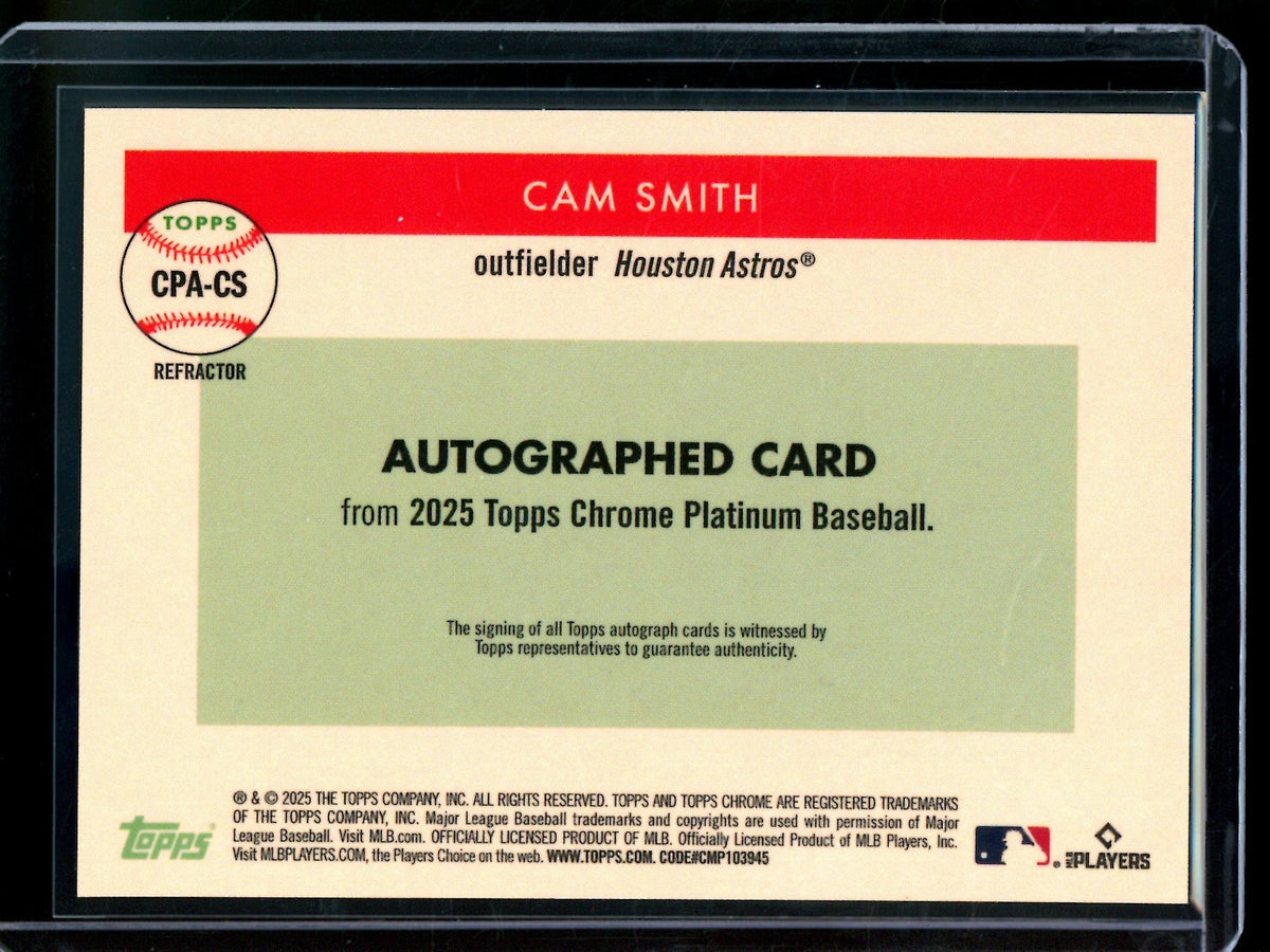 2025 Topps Platinum Cam Smith Refractor Rookie Autograph Astros