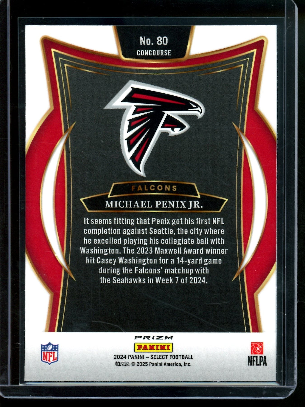 2024 Panini Select Michael Penix Jr. Zebra Rookie SP Falcons