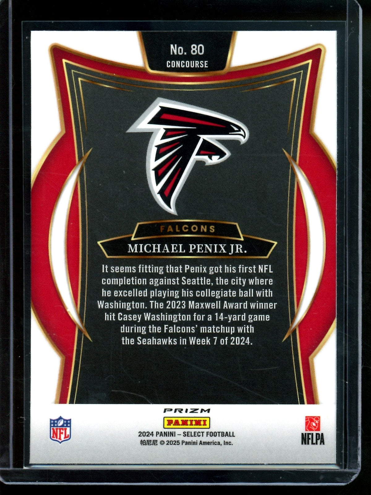 2024 Panini Select Michael Penix Jr. Zebra Rookie SP Falcons