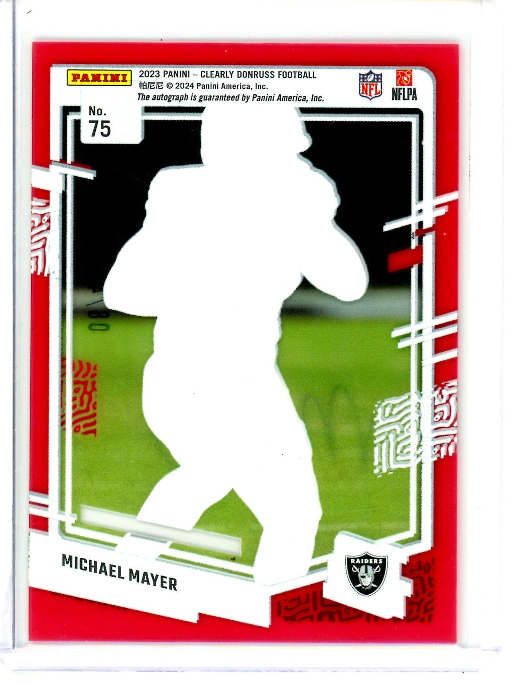 2023 Panini Clearly Donruss Michael Mayer Rated Rookie Red Autograph /49 Raiders