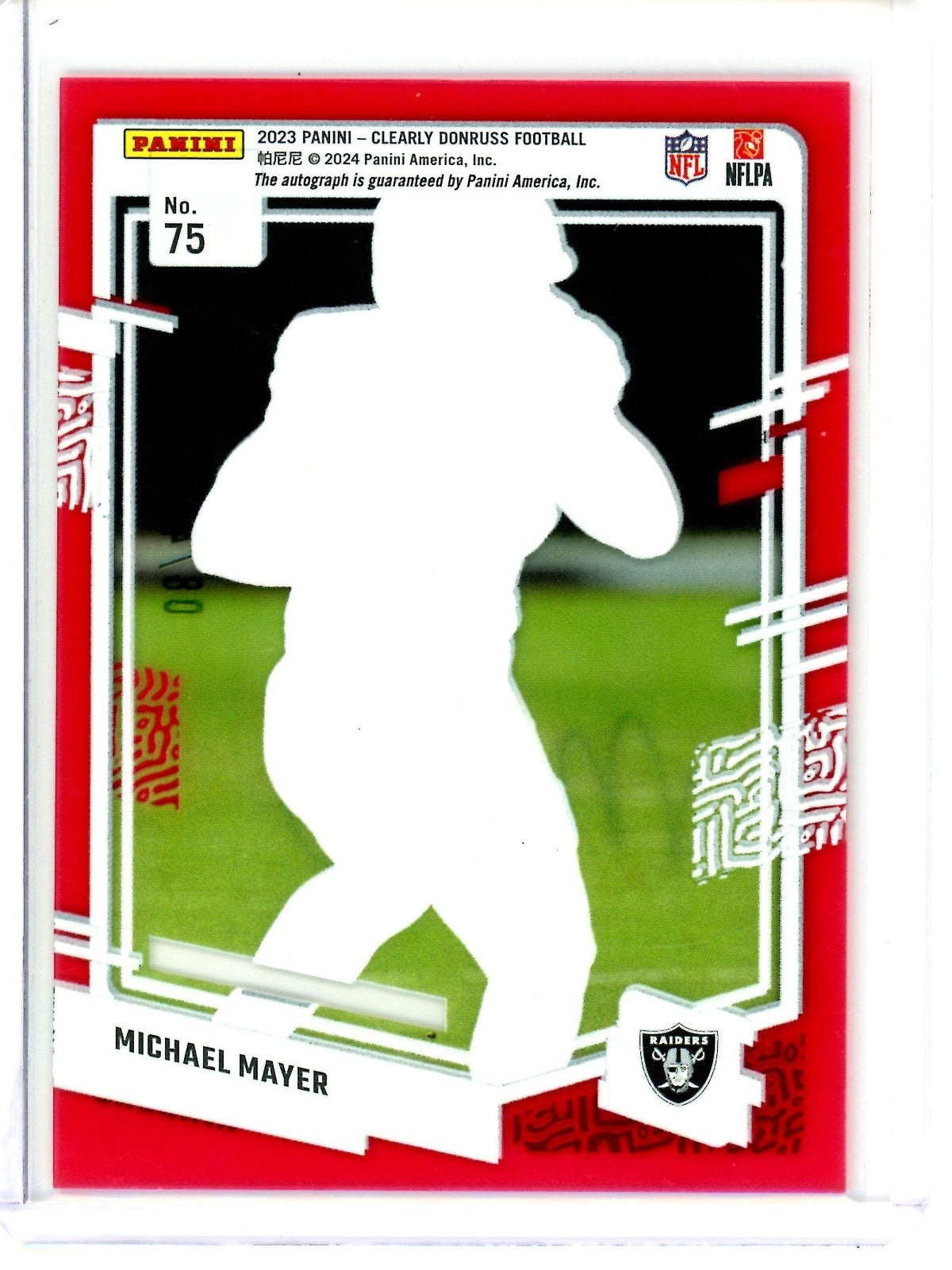 2023 Panini Clearly Donruss Michael Mayer Rated Rookie Red Autograph /49 Raiders