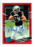 2023 Panini Clearly Donruss Michael Mayer Rated Rookie Red Autograph /49 Raiders