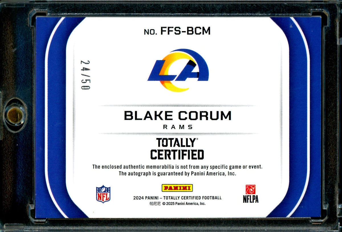 2024 Panini Totally Certified Blake Corum Rookie Freshman Fabric Autograph /50 Rams