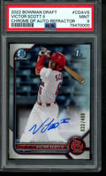 2022 Bowman Chrome Victor Scott II 1st Refractor Autograph /499 PSA 9 Cardinals