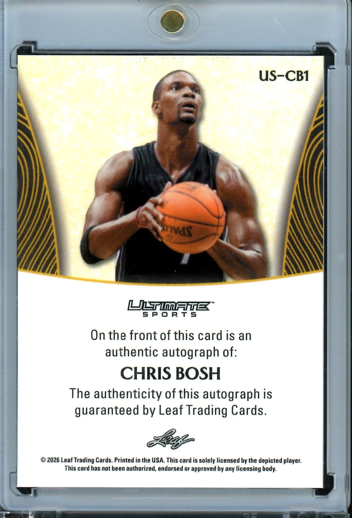 2026 Leaf Ultimate Chris Bosh Purple Encased Autograph /10 Raptors