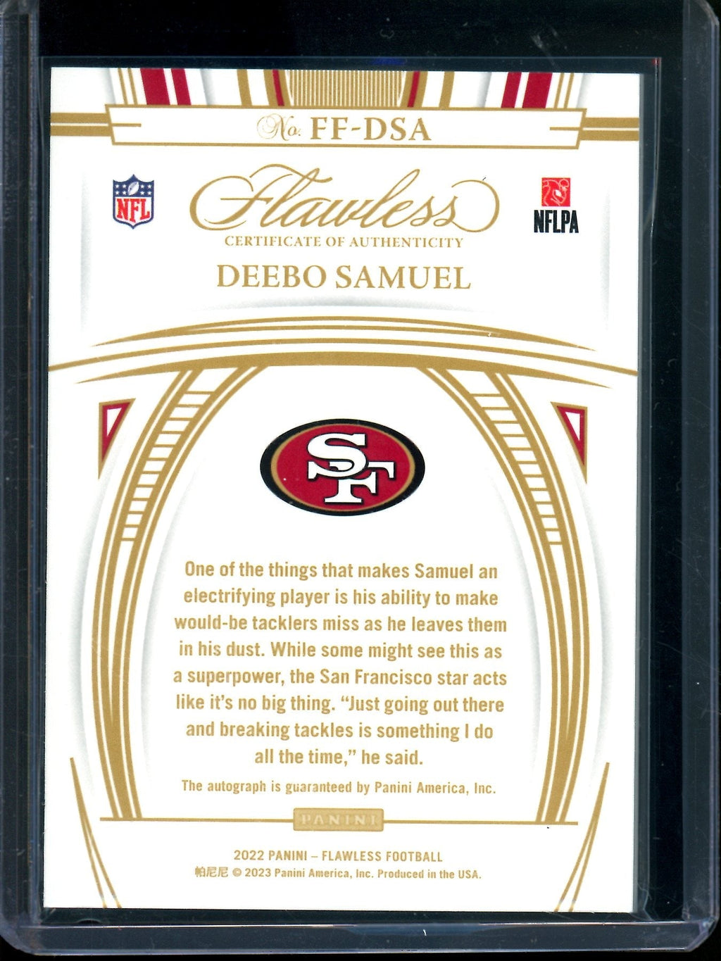 2022 Panini Flawless Deebo Samuel Flawless Flyers Autograph /15 49ers