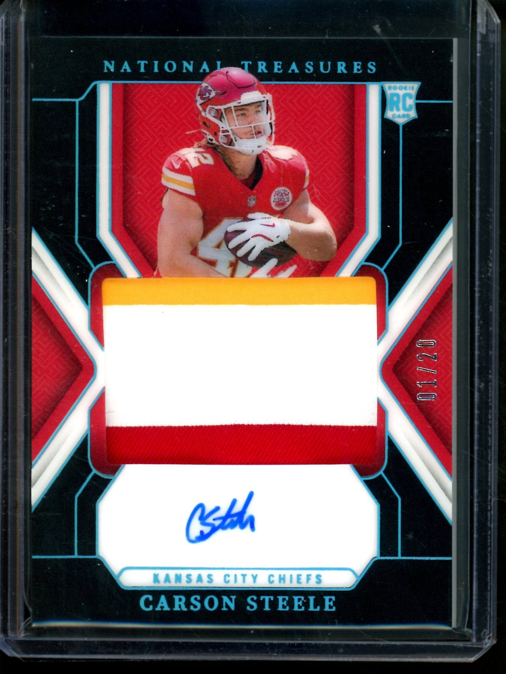 2024 Panini National Treasures Carson Steele Rookie Patch Autograph /20 Chiefs