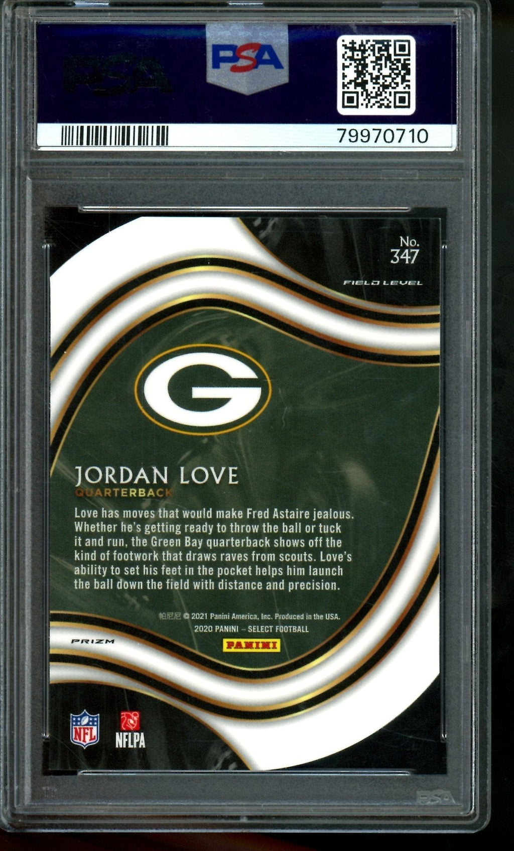 2020 Panini Select Jordan Love Die-Cut Neon Green Prizm Rookie PSA 9 Packers