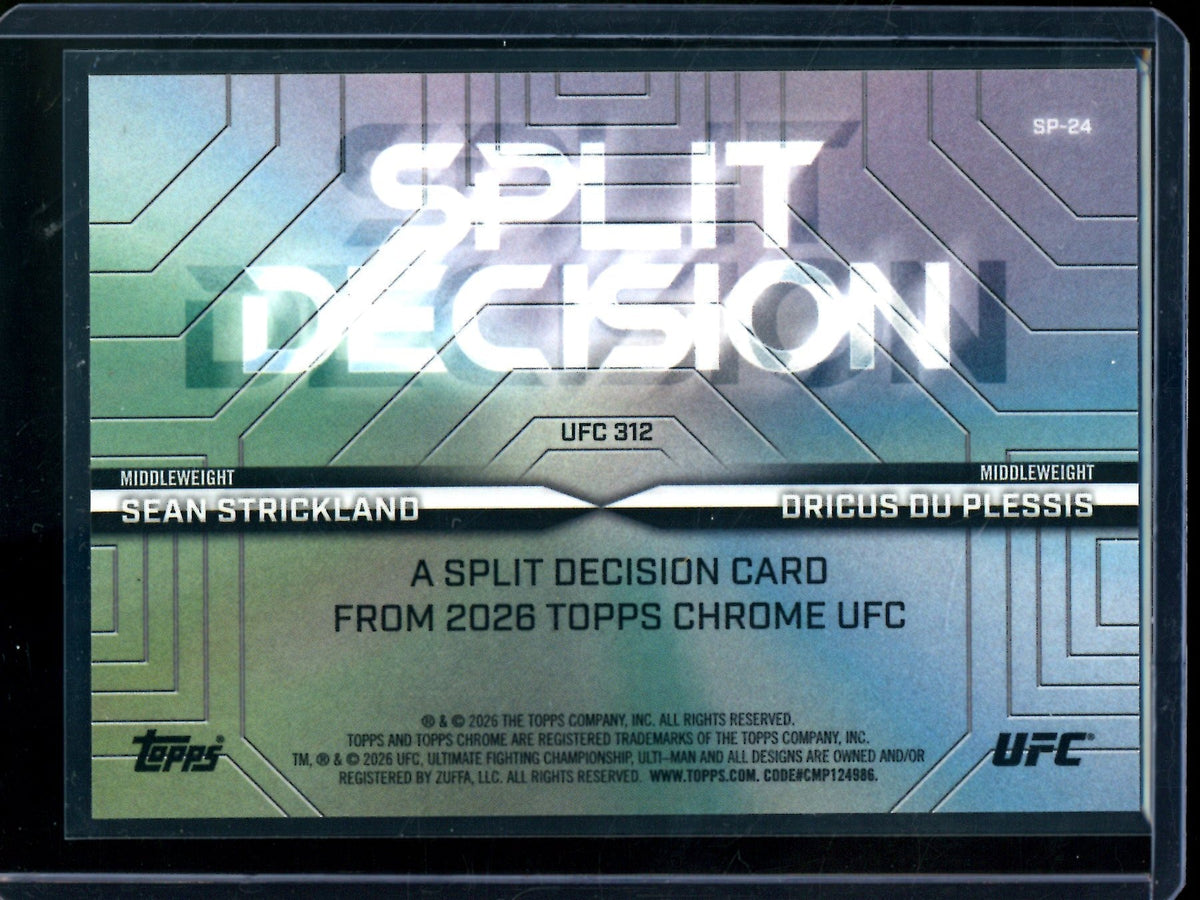 2026 Topps Chrome Sean Strickland / Dricus Du Plessis Split Decision Gold Refractor /50