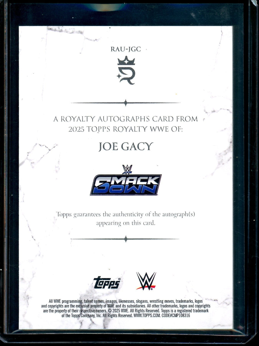 2025 Topps Royalty Joe Gacy Blue Autograph /25 #RAU-JGC