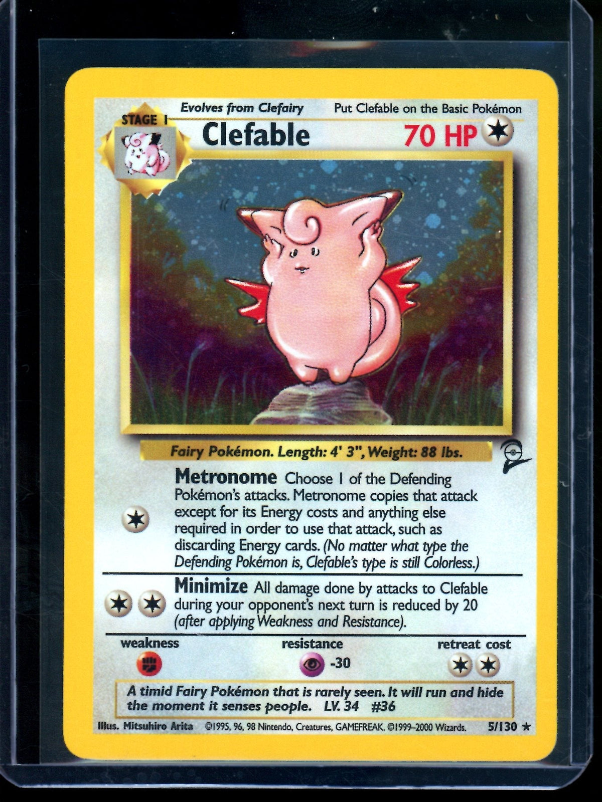1999 Pokemon Base Set 2 Clefable Holo 5/130