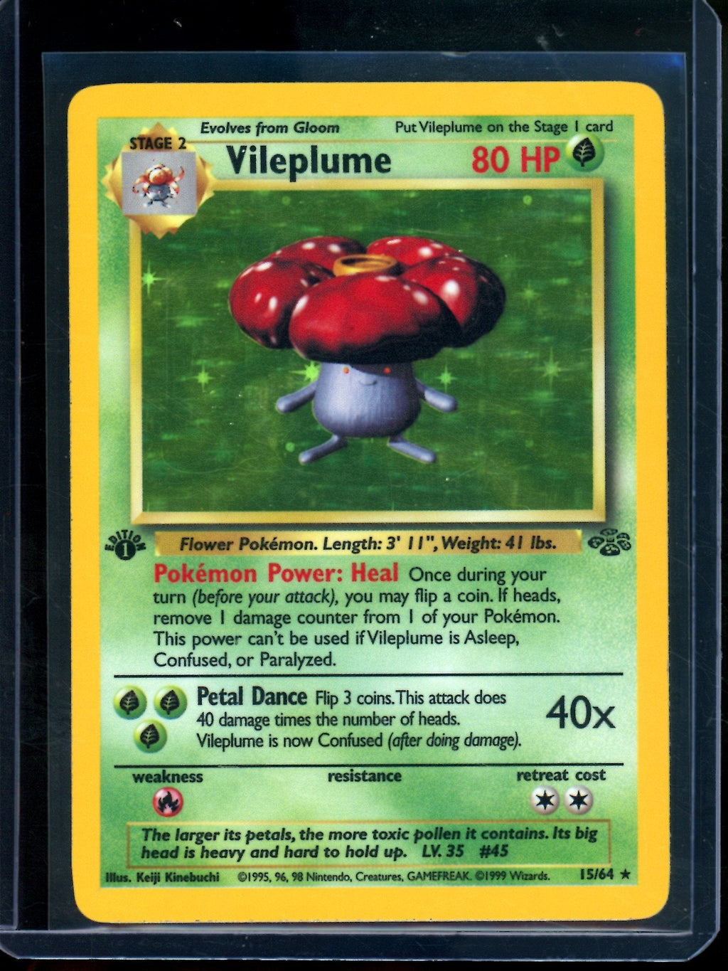 1999 Pokemon Jungle Vileplume 1st Edition Holo 15/64