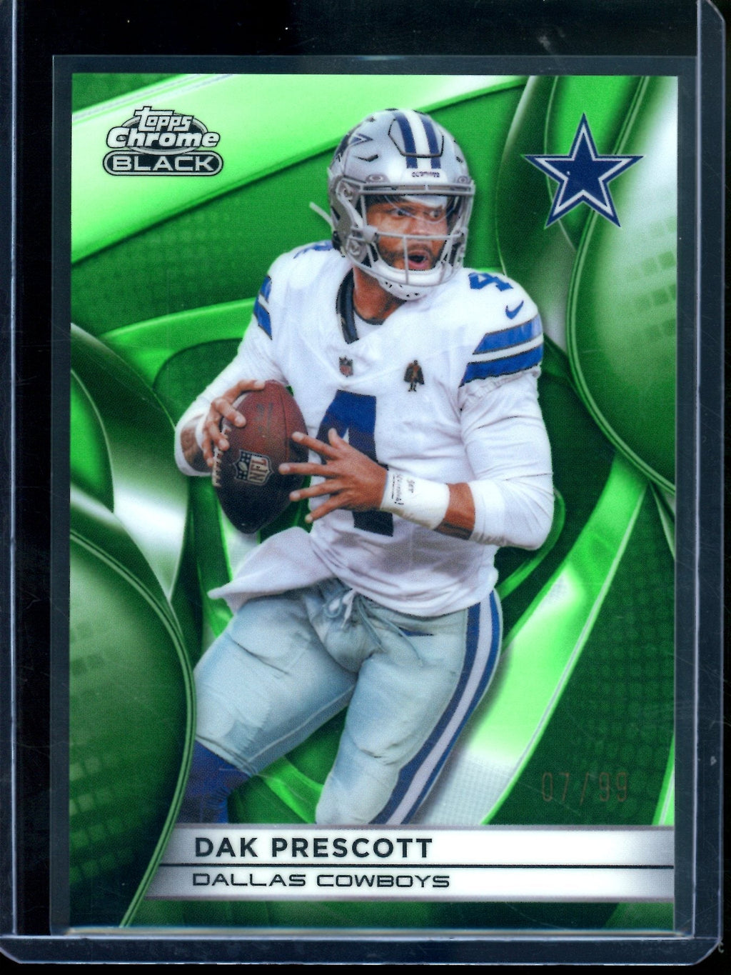2025 Topps Chrome Black Dak Prescott Green Refractor /99 Cowboys
