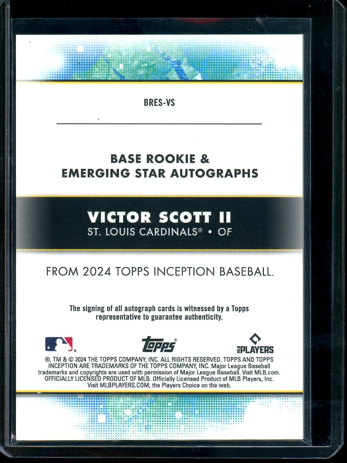 2024 Topps Inception Victor Scott II Rookie RC Autograph /299 Cardinals