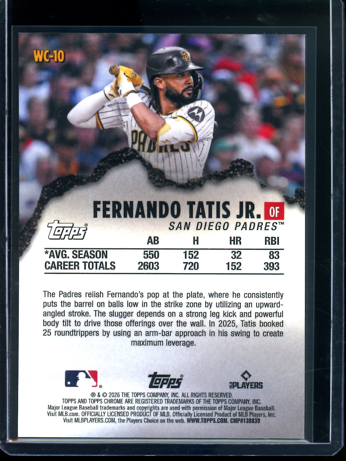 2026 Topps Chrome Fernando Tatis Jr. Wrecking Crew Orange Refractor /25 Padres
