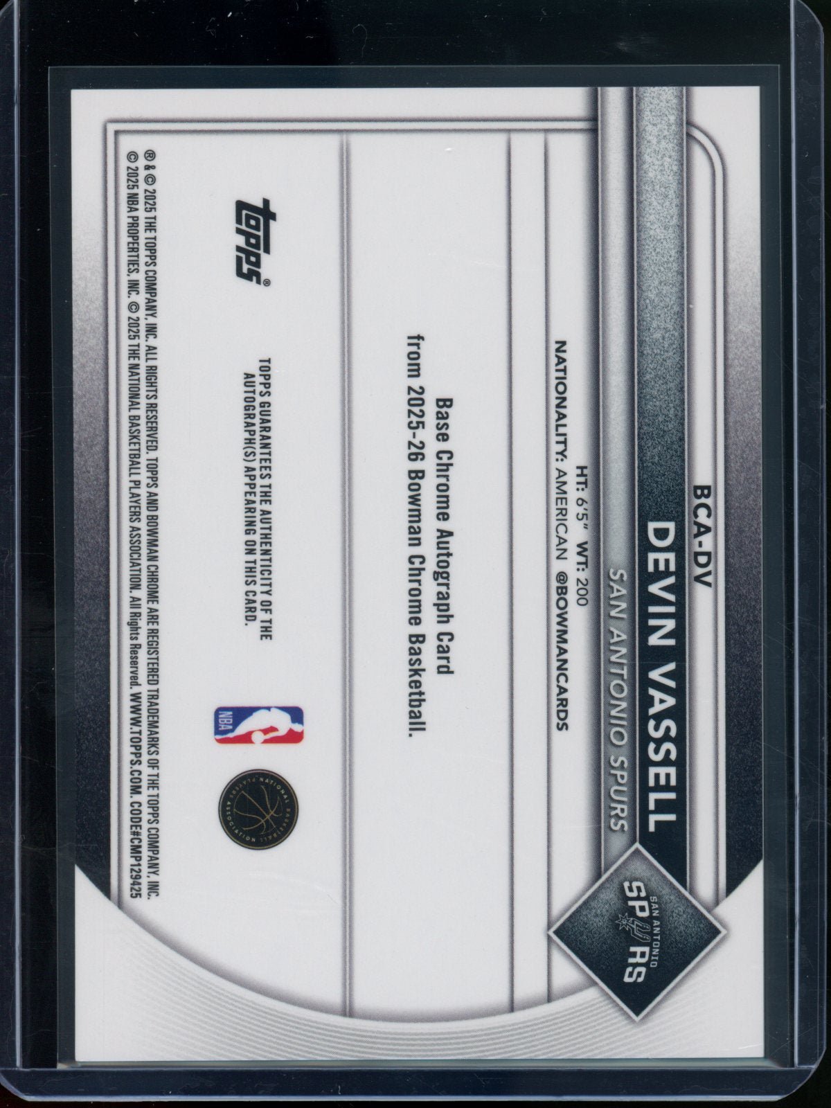 2025/26 Bowman Chrome Devin Vassell Green Refractor Autograph /99 Spurs