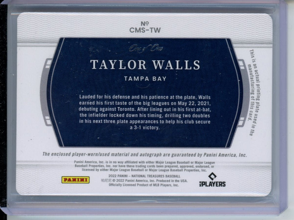 2022 Panini National Treasures Taylor Walls Rookie RPA Printing Plate 1/1 Rays