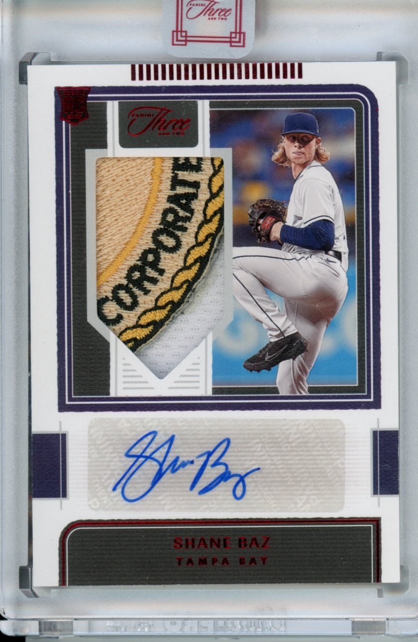 2022 Panini Three & Two Shane Baz Rookie RPA Red /5 Rays