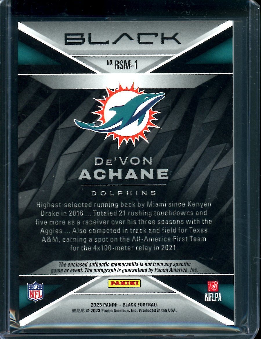 2023 Panini Black De'von Achane Rookie RPA /99 Dolphins