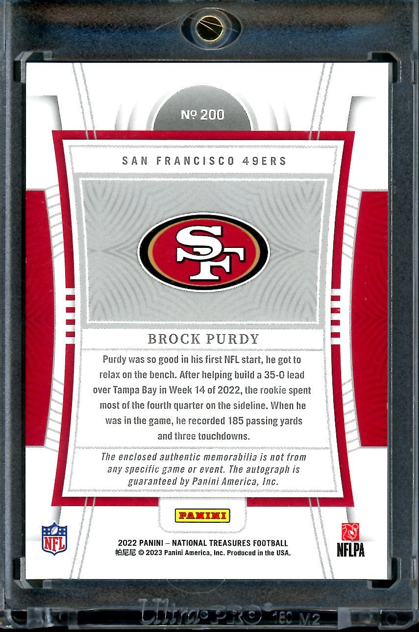 2022 Panini National Treasures Brock Purdy Rookie True RPA /99 49ers